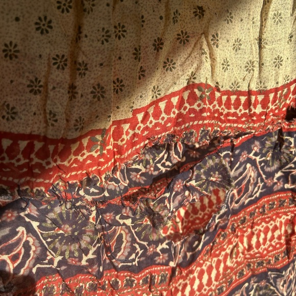 Vintage 60s/70s Indian Cotton Gauze Blockprint Midi Boho Hippie Dress Size L - Picture 8 of 16